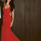 Simple Red Spaghetti Straps Mermaid Prom Dress Formal Evening Gown Y7902