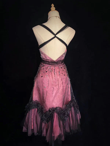 Vintage V Neck A Line Tulle Beaded Homecoming Dress Short Cocktail Dress Birthday Dress Y9942