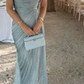 Spaghetti Straps Blue Tulle Pleated Evening Dress,Elegant Prom Dress Y8195