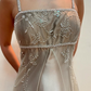 Fashion Spaghetti Straps Satin Tulle Beaded Prom Dress,A Line Party Evening Gown Y8139