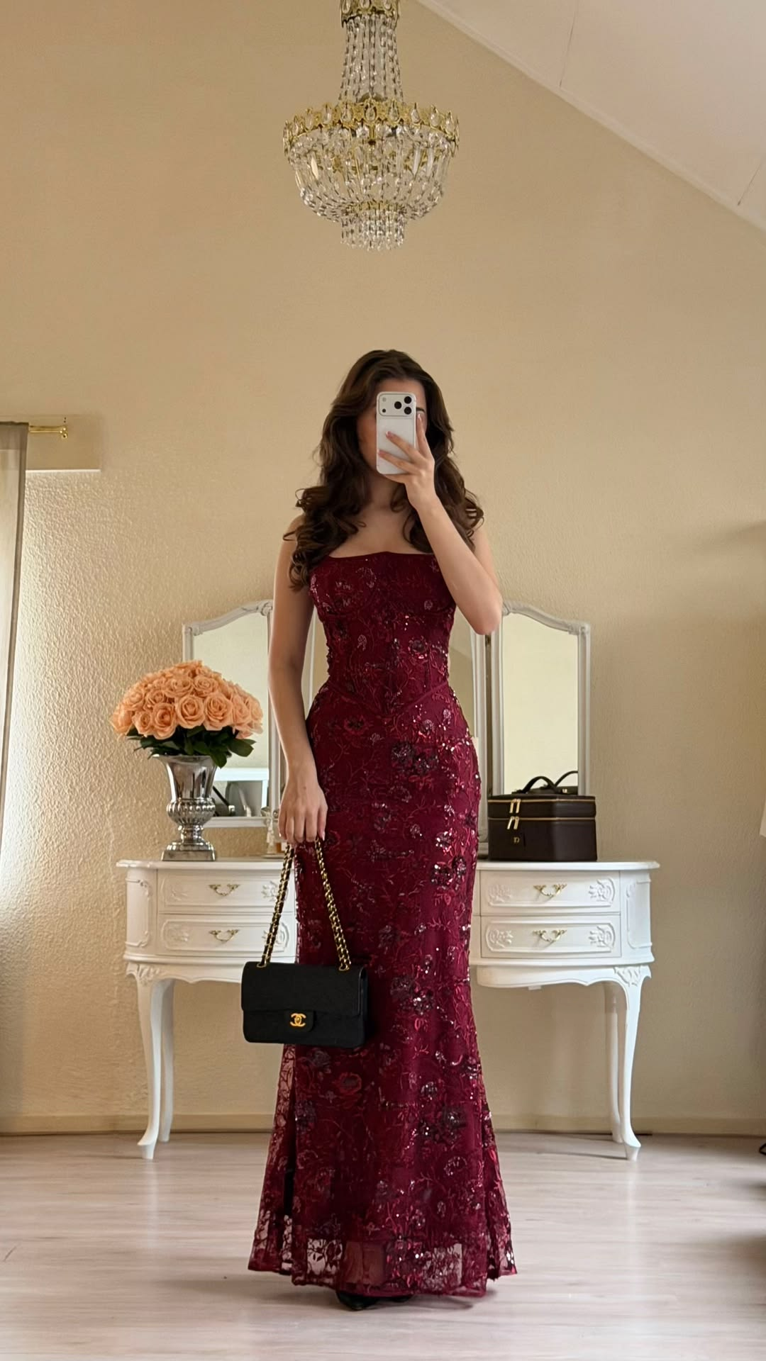 Pretty Spaghetti Straps Tulle Beaded Mermaid Long Prom Dress, Burgundy Evening Gown SP2432