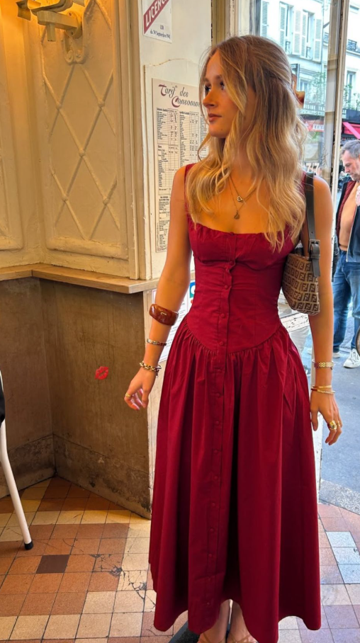 Cute Burgundy Satin A Line Long Evening Dress Birthday Outfits Formal Wedding Guest Dress SP880