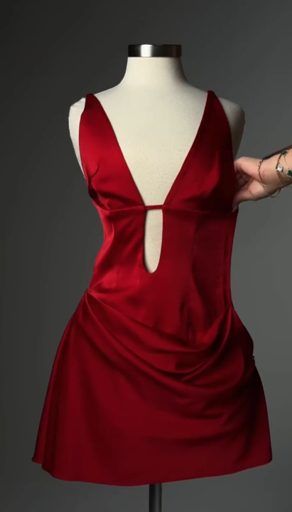 Stylish Red Satin Sheath Short Homecoming Dress Cocktail Formal Birthday Outfits Y9603