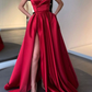 Off the Shoulder Burgundy Satin Long Prom Dresses, Off Shoulder Wine Red Long Formal Evening Dresses Y7153