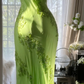 Vintage Evening Dresses, Green Spaghetti Straps Chiffon Beaded  Party Gowns Y8695