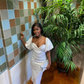 Vintage White Midi-length Evening Dress,White Party Dress Y5499