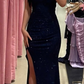 Glitter Sheath/Column Prom Dress with Split,Charming Evening Dress Y4404