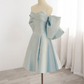 Blue Sweetheart Neck Satin Homecoming Dress Y7402