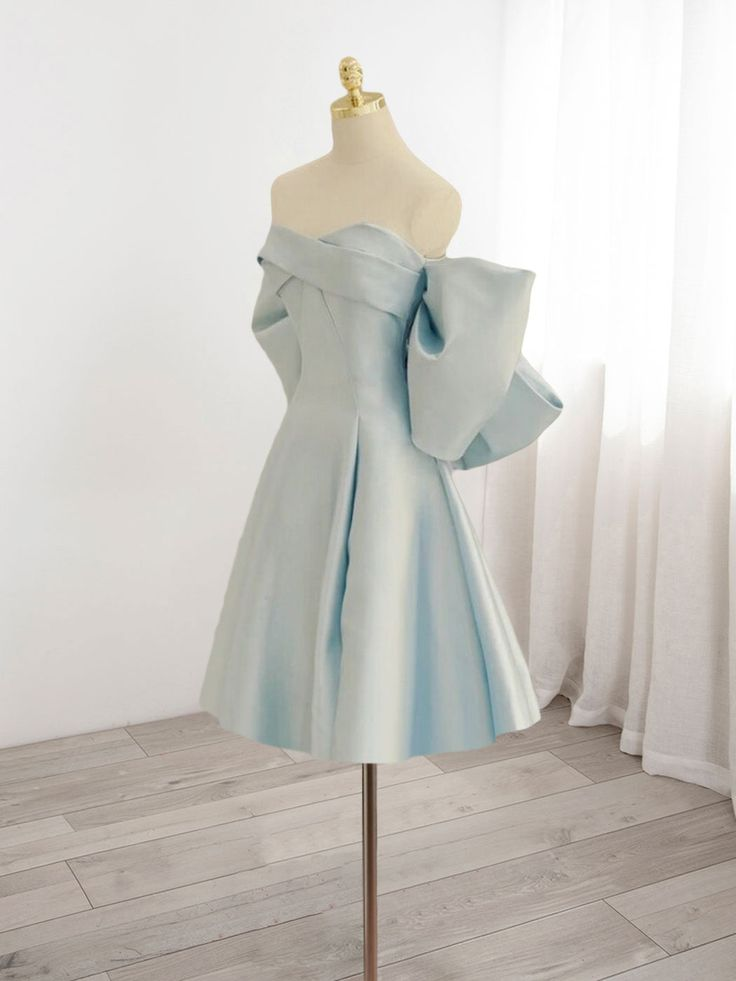 Blue Sweetheart Neck Satin Homecoming Dress Y7402