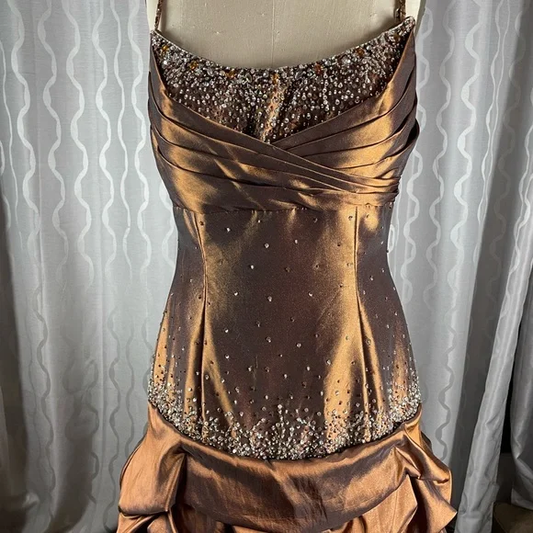 Vintage Satin Beaded Ruched Evening Dress,Memaid Prom Dress Y8243