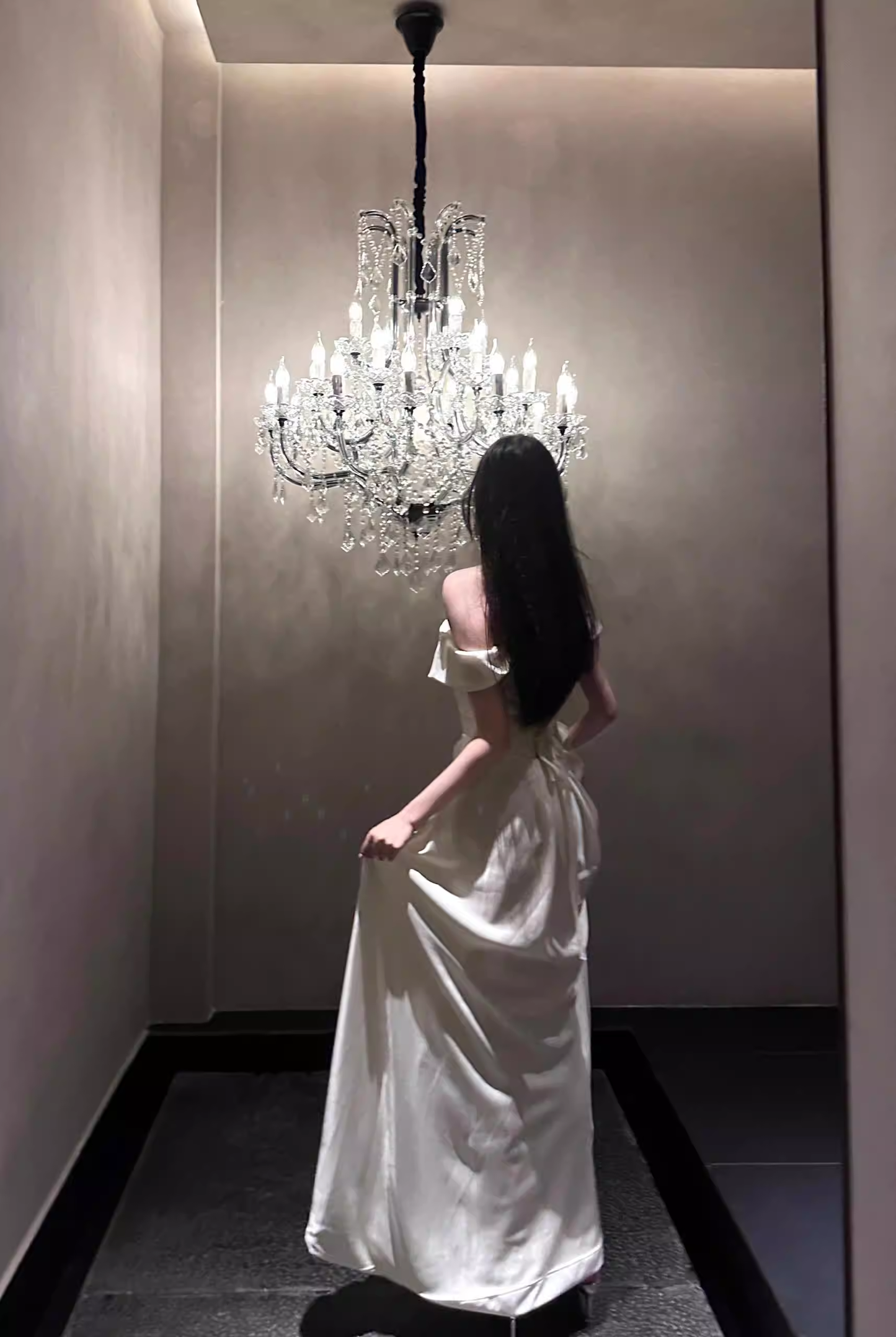 Glamorous Off The Shoulder White Satin Long Evening Dress Birthday Dress SP2024