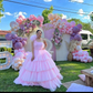 Pink A-line Tiered Tulle Ball Gown,Pink Sweet 16 Dress Y6957
