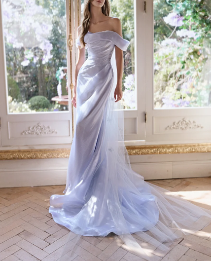 Glamorous Lavender Off The Shoulder Mermaid Long Party Dress Birthday Prom Dresses SP2093