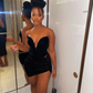 Sexy Deep V Neck Mini Homecoming Dress, Black Cocktail Dress Y2219