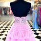 A Line Sweetheart Homecoming Dress with Ruffles Y2828