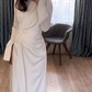 Elegant White Sheath Long Sleeves Prom Dress Y6892