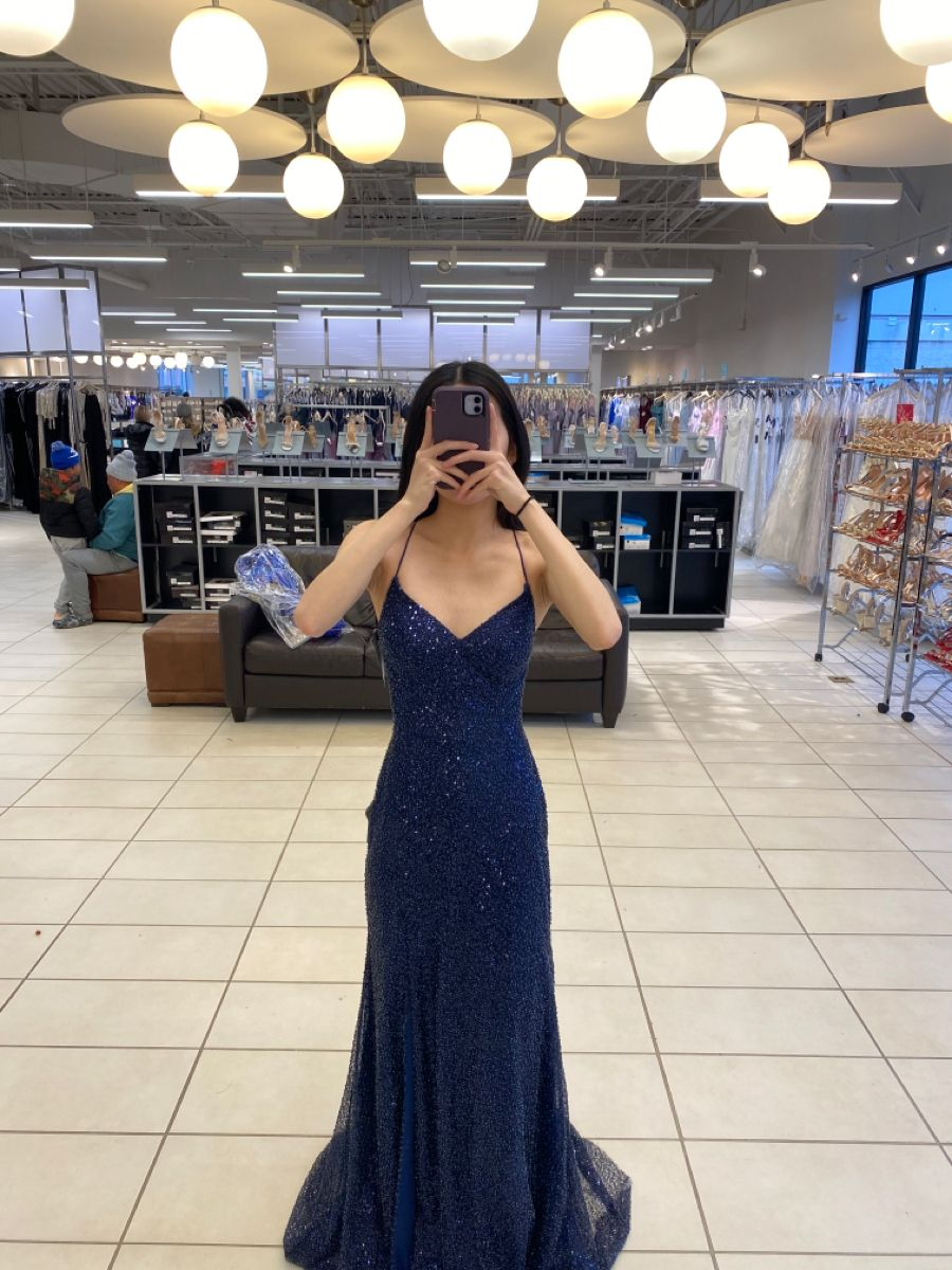 Sparkly Navy Blue Mermaid Long Prom Dress,Navy Blue Evening Gown  Y2917