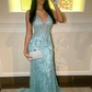Charming Spaghetti Straps Lace Appliques Evening Dress Mermaid Prom Dress Y7921