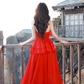 Sexy Red Halter Chiffon Ruffles Long Party Dress Prom Dress SP1973