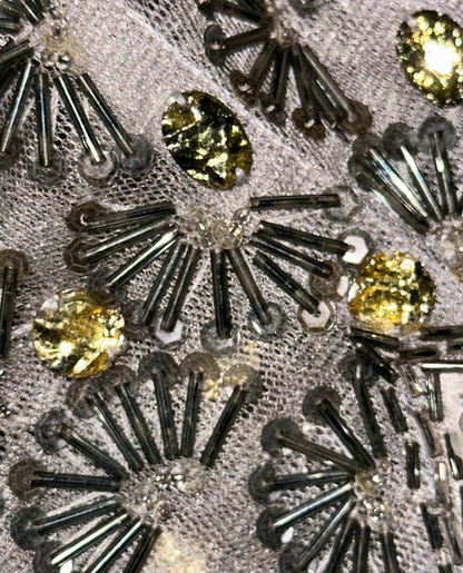 Gorgeous Ombre Silver Gray Satin Beaded Mermaid Evening Dress Long Birthday Prom Gown SP722