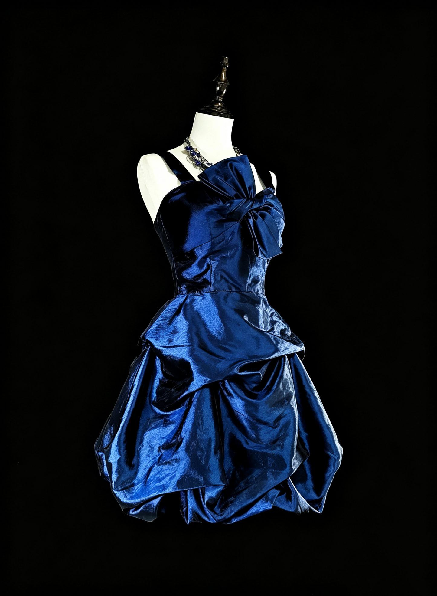 Stylish Spaghetti Straps Blue Satin Pleated A Line Short 8th Grade Homecoming Dress Cocktail Dress SP3391