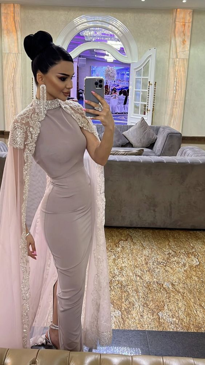 Saudi Arabia Prom Dress With Cape, Dubai Formal Evening Dress Y6070 Simplepromdress Saudi Arabia Prom Dress With Cape, Dubai Formal Evening Dress Y6070 Simplepromdress