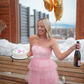 Elegant Pink Tulle Prom Dress,Pink Birthday Outfit Y7320