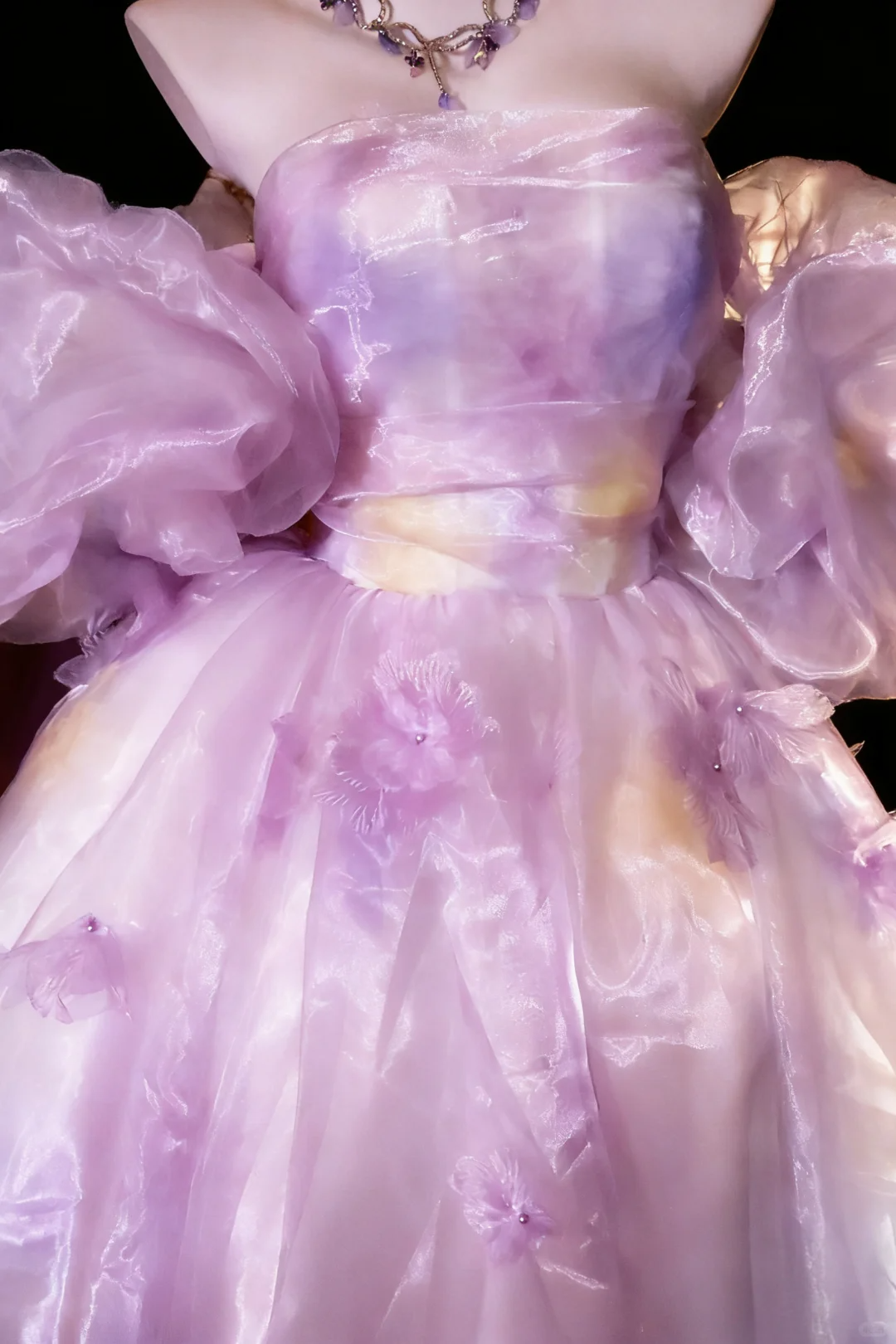 Classy Ball Gown Lilac Off The Shoulder Organza Beaded Appliques Birthday Quinceanera Dress Sweet 16 Dress SP2040