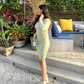 Cute Sage Green Short Homecoming Dress with Long Sleeves,Sexy Party Dress  Y1913
