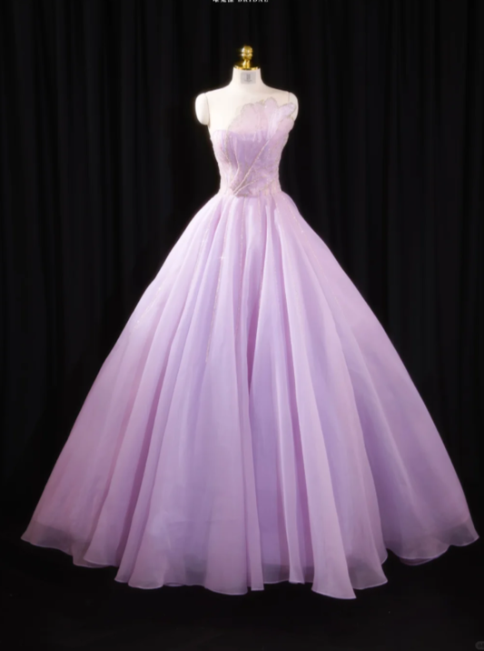 Glamorous Pinkish-purple Tulle Quinceanera Dress,Fairy Strapless Tulle Sequin  Sweet 17 Dress SP2232