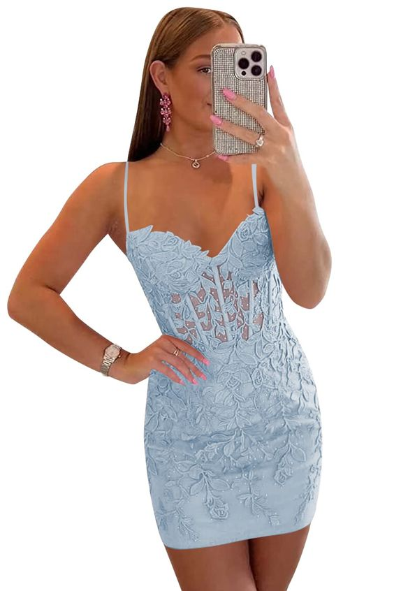Spaghetti Straps Tight Homecoming Dresses for Teens Y2892 Simplepromdress Spaghetti Straps Tight Homecoming Dresses for Teens Y2892 Simplepromdress