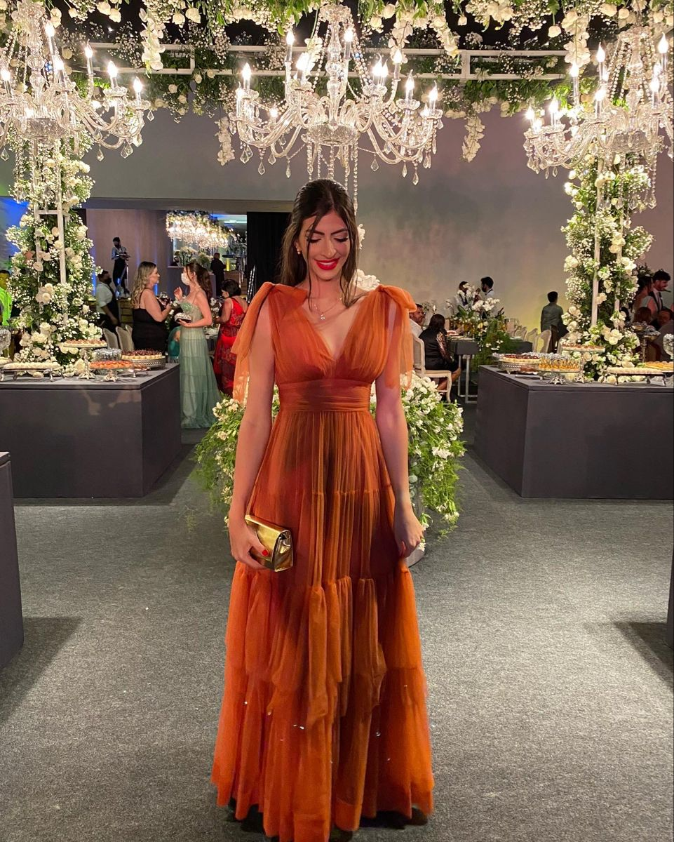 Orange Elegant V Neck Long Evening Dress,Wedding Guest Dress Y5065 Simplepromdress Orange Elegant V Neck Long Evening Dress,Wedding Guest Dress Y5065 Simplepromdress