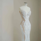 Charming Strapless White Tulle Lace Mermaid Wedding Dress,Long Prom Evening Dress Y8678