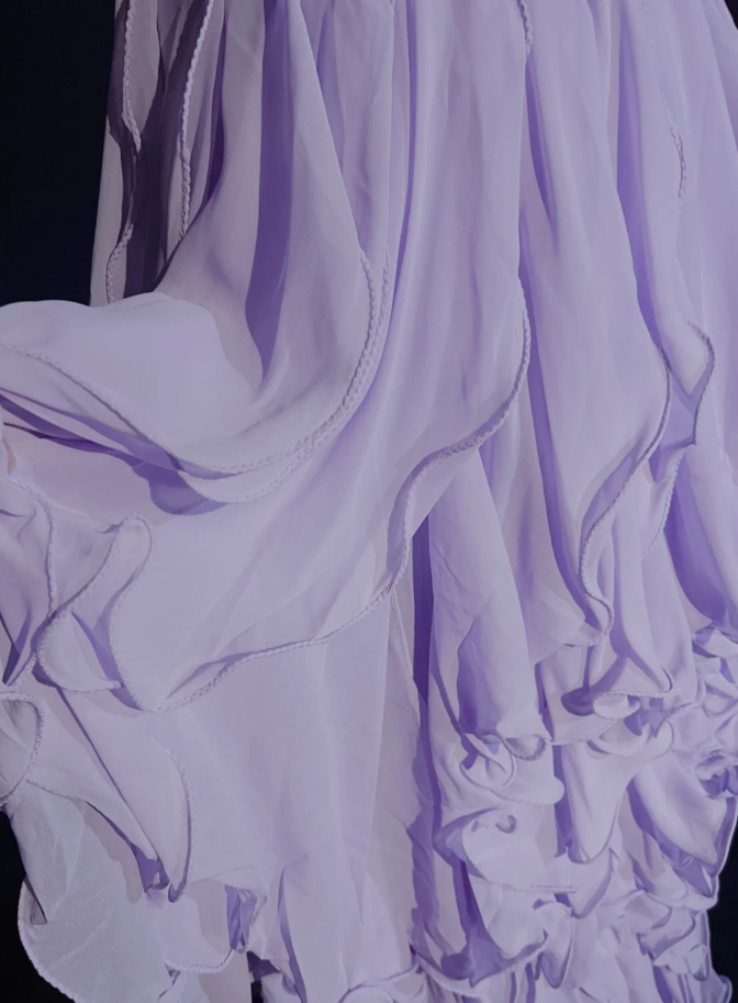 Classy Purple Off The Shoulder Chiffon Ruffle Long Evening Dress Formal 21th Birthday Outfits With Beads SP1969