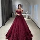 Glamorous Off The Shoulder Tulle 3D Flowers Prom Dress Y3062