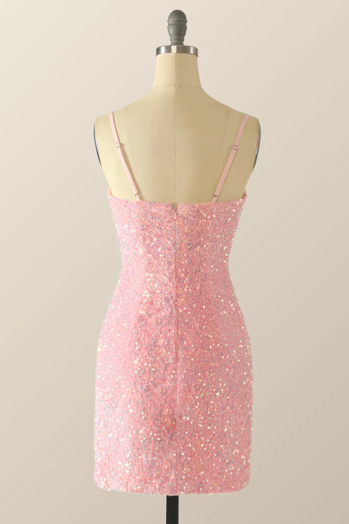Cute Pink Sequins Homecoming Dress,Pink Backless Party Dress Y2041 Simplepromdress Cute Pink Sequins Homecoming Dress,Pink Backless Party Dress Y2041 Simplepromdress