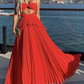 Red Pleated Draped Tulle Womens Prom Dress Y2855