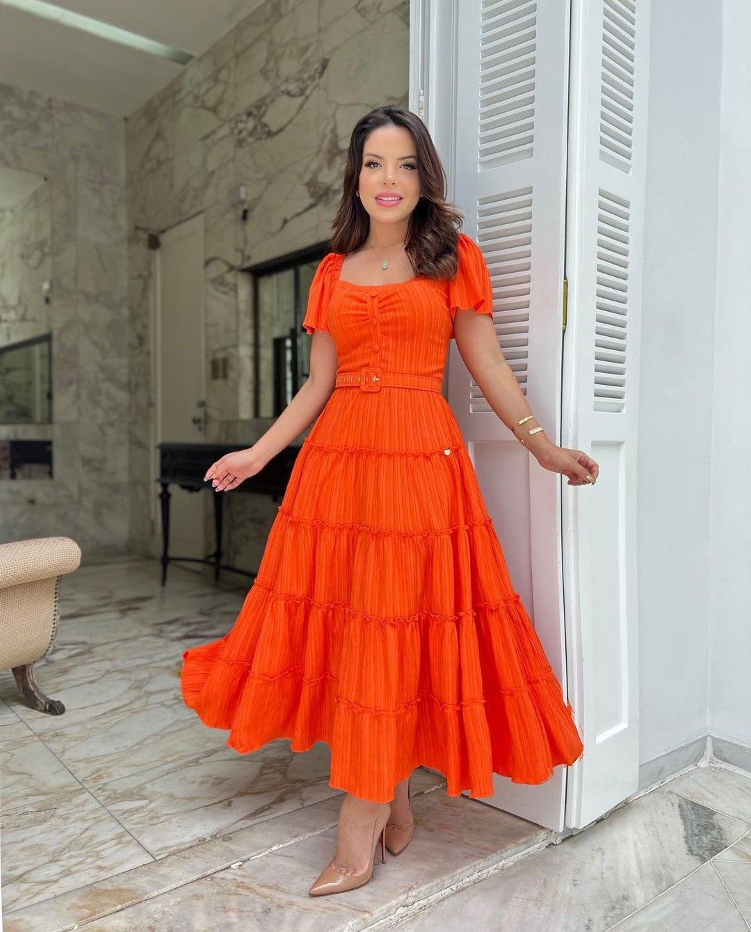 orange short dresses prom Stunning Homecoming Sequin Lace Tulle Chiffon Prom Evening Dress safuny Women's Tea Length A