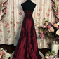 Charming Strapless Burgundy Satin Pleated Mermaid Long Wedding Guest Dress Formal Birthday Party Dress SP1380