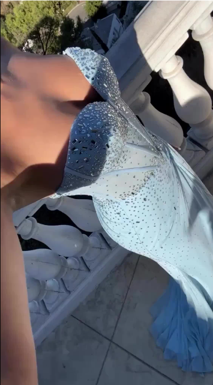 Classy Strapless Blue Chiffon Beaded Mermaid Long Wedding Guest Dress Party Dress SP1317