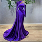 Purple Velvet Long Sleeve Evening Dress Arabic Style Cut Out Party Dress Women Dresses Y4933