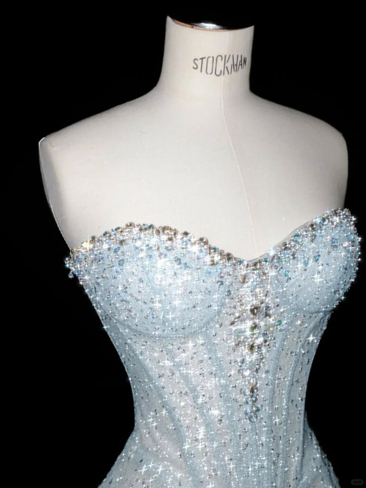 Glitter Blue Satin Sequin Beaded Mermaid Long Birthday Party Dress Prom Dresses SP1400