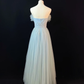 Elegant Blue Tulle Sequins Beaded ALine Prom Dress Evening Dress Y8646