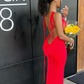 Sexy Red Sheath/Column Prom Dress,Backless Prom Gown Y4525