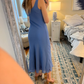 Simple Blue Chiffon Party Dress,Blue Evening Dress,Blue Beach Dress Y4619