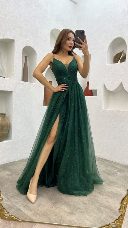 Emerald top glitter dress