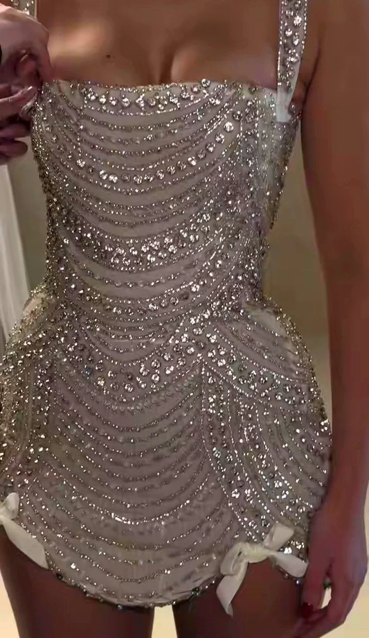 Gorgeous Tulle Beaded Sheath Short Cocktail Dress Formal Graduation Homecoming Dress Y9484