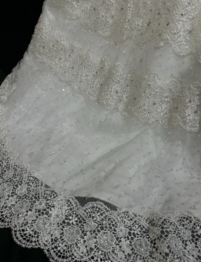 Classy White Lace Beaded Mermaid Long Birthday Prom Dress Formal Evening Dress SP1386