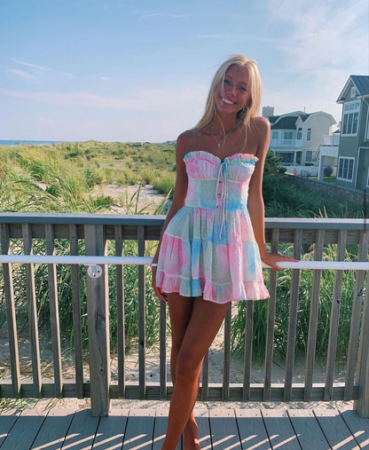 Lovely Strapless A-line Homecoming Dress Rainbow Dress Y2794