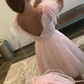 Pink A-line Tulle Deep V Neck Beaded Homecoming Dress with Feathers Y2863